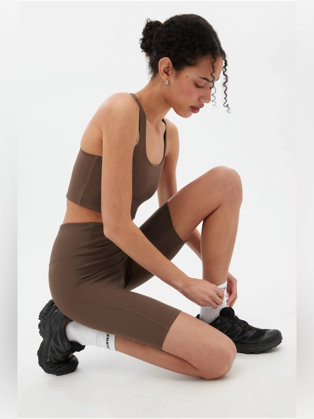 Girlfriend Collective Cafe Espresso Brown Paloma Racerback Sports Bra - Picture 2 of 8